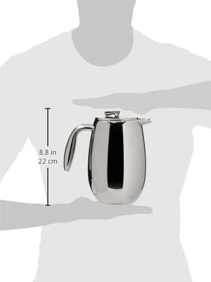 Presă franceză cu pereți dubli Bodum Columbia - 1L / 8 căni - Oțel inoxidabil lucios - Cafetieră lavabilă în mașina de spălat vase