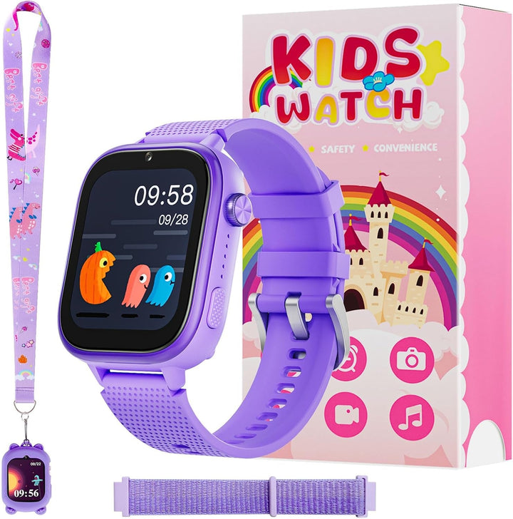 Smartwatch 4G pentru copii, smartwatch pentru copii cu GPS și telefon, ceas de mână pentru copii băiat fată, cu apel telefonic video, mesaje, mod școală, funcție SOS, cameră și pedometru (roz)