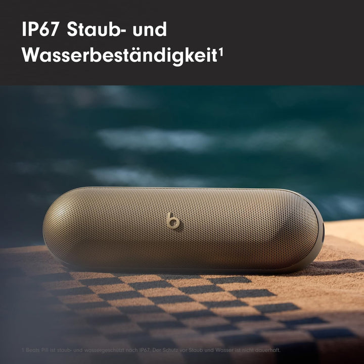 Beats Pill - Difuzor Bluetooth wireless și încărcător portabil prin USB-C, autonomie de până la 24 de ore, rezistent la apă IP67, compatibil cu Apple și Android - Champagne