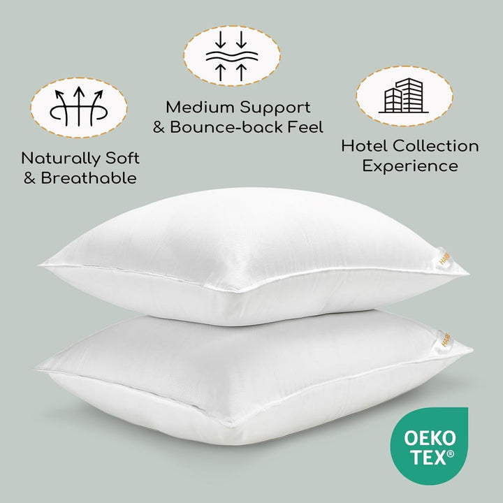 HARBOREST Pernă de pat pentru dormit, 2 bucăți, Pluș de lux, Pernă alternativă, Bună pentru cei care dorm lateral și pe spate, Colecția hotelului, Pernă, Standard/Queensize, 50.8 X 66 Cm