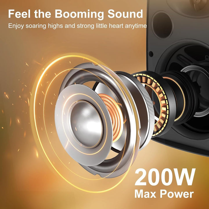 STUDIOFINIX Bluetooth Lautsprecher Im Freien, 6.5 Zoll Paar Wandhalterung Wasserdicht Für Innen/Außen, 400W (Schwarz)