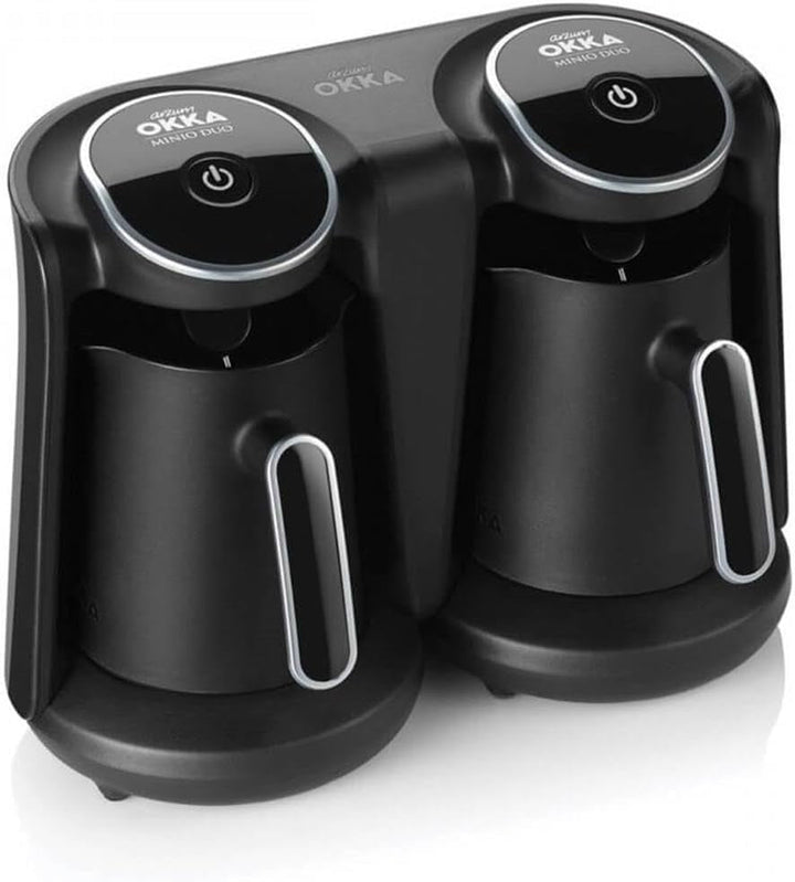 Cafetieră turcească Arzum Okka Minio Duo OK006-K, capacitate 1-8 cești, cafetieră lavabilă, sistem de alarmă acustică, design compact, putere 880 W, negru/crom
