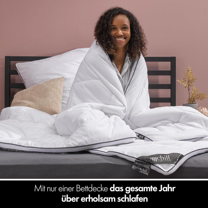 Plapumă pentru toate anotimpurile 135X200 - Plapumă 135X200 Ușoară - Respirabilă și lavabilă și 100% vegană - Plapumă cu plasă climatică și bandă de confort pentru dormit - Umplutură 800G Plapumi si pilote Naty Shop