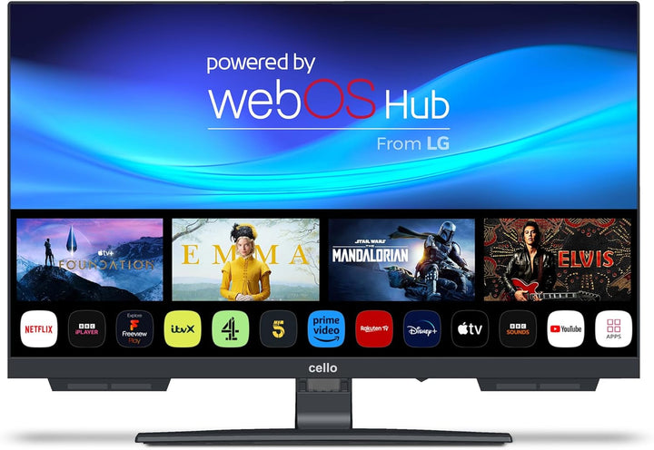 Cello C2224WSH 22" Zoll Full HD SMART Rahmenloser TV Triple Tuner (DVB-C/-S2/-T2) Bluetooth Webos by LG Pitch Perfect Lautsprecher Disney+ Netflix Kleine Räume [2024]