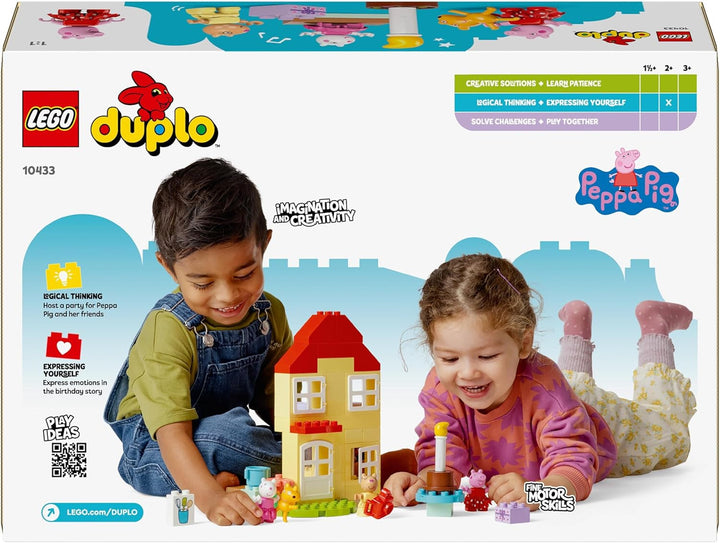 LEGO DUPLO Peppa's Birthday House: Jucărie creativă cu 3 figuri, casă de jucărie de construit și reconstruit pentru copii de la 2 ani, băieți și fete, promovează dexteritatea 10433