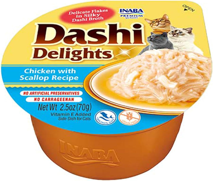 INABA Dashi Delights Hrană umedă pentru pisici 100% pui natural | Fără cereale, fără zahăr, fără arome artificiale, 86% umiditate | Tratamente premium pentru pisici în bulion 70 G (pachet de 6)