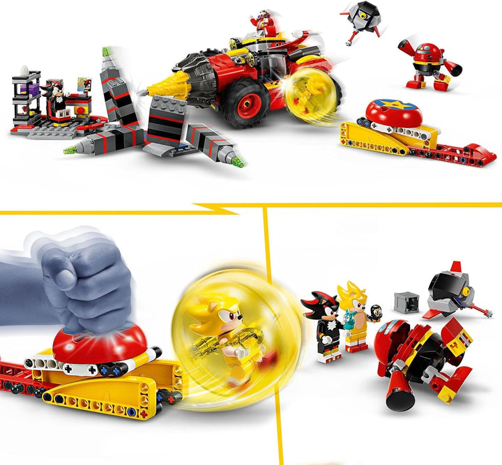 LEGO Sonic the Hedgehog Super Sonic Vs. Egg Drillster, set de jocuri video de aventură, cadou pentru copii, set cu Shadow și Dr Eggman pentru băieți și fete de la 8 ani 76999