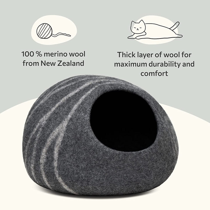 MEOWFIA Pat pentru Pisici Peșteră – Paturi ecologice din lână 100% Merino pentru pisici și pisoi