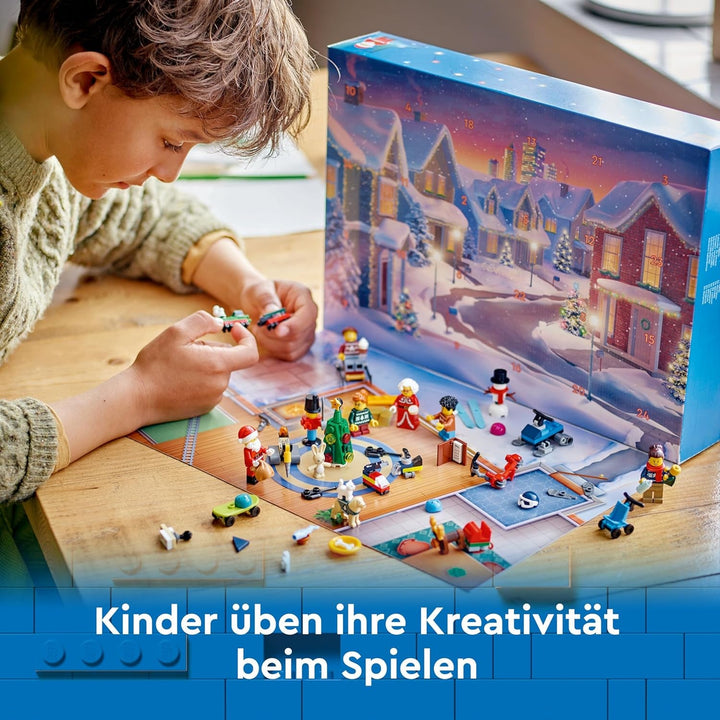 LEGO City Advent Calendar 2024, cadou de Advent pentru copii de la 5 ani, 24 de surprize, minifigurine în salopete de Crăciun, Moș Crăciun și doamna Moș Crăciun, cadou de Crăciun 60436