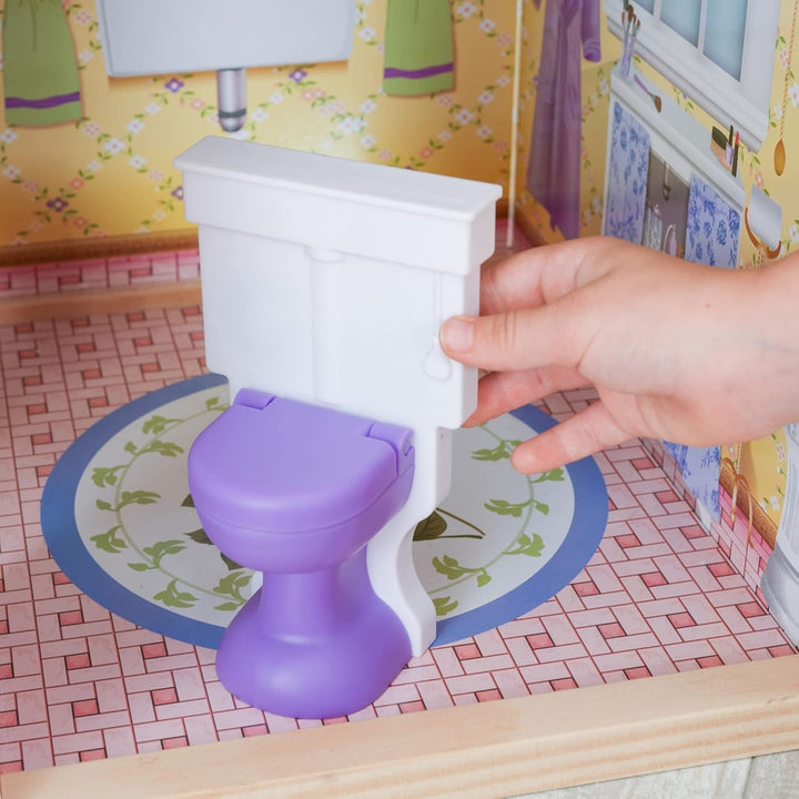 Casa de păpuși Kidkraft Magnolia Mansion din lemn cu mobilier și accesorii, set de joacă cu balcon și lift pentru păpuși de 30 cm, jucărie pentru copii de la 3 ani, 65907