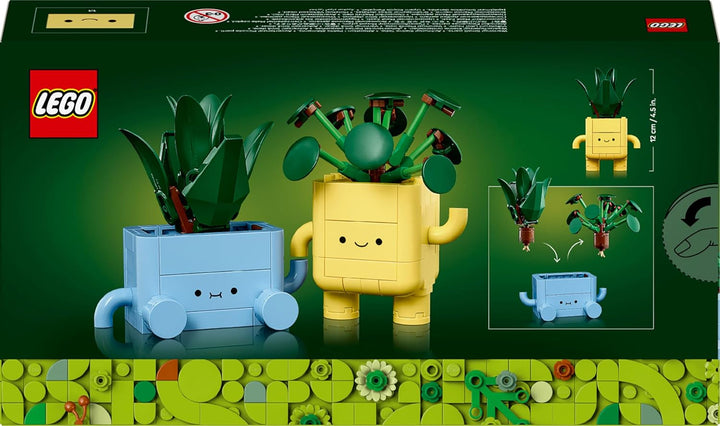 LEGO Botanicals Happy Plants - Set de bricolaj pentru copii cu 2 flori artificiale și 2 ghivece de flori colorate cu fețe de desene animate - Idee de cadou pentru fete de la 9 ani - 10349