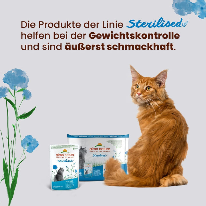 Almo Nature Holistic Sterilised - Hrană umedă pentru pisici sterilizate - Cu ton - 70G, pachet de 30