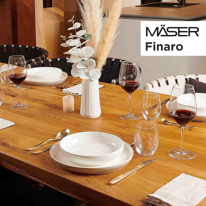 MÄSER 931617 Serie Finaro Geschirr Set Für 4 Personen in Gastronomie-Qualität, Skandinavisches Design, 16-Teiliges Kombiservice, Weiß, Durable Porzellan