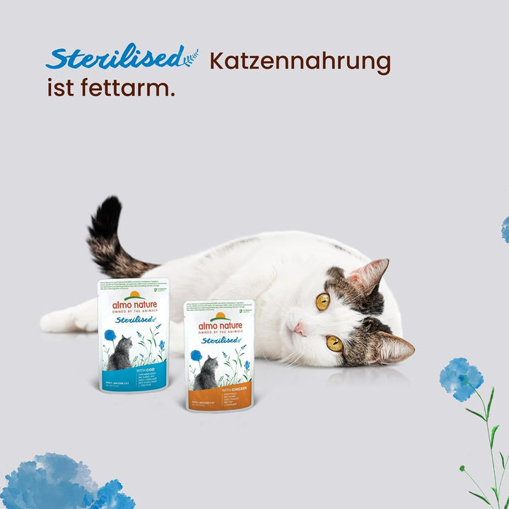 Almo Nature Holistic Sterilised - Hrană umedă pentru pisici sterilizate - Cu ton - 70G, pachet de 30