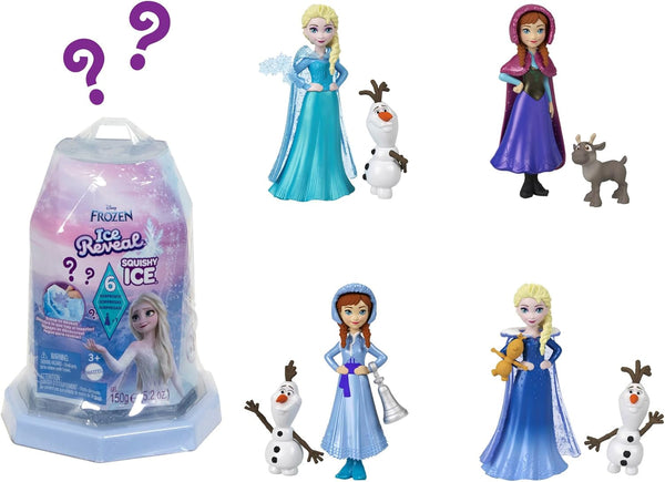 Mattel Disney Frozen Ice Reveal, păpușă cu gel de gheață Squishy și 6 surprize, inclusiv figurină Friends și accesorii (păpușile pot varia) HRN77