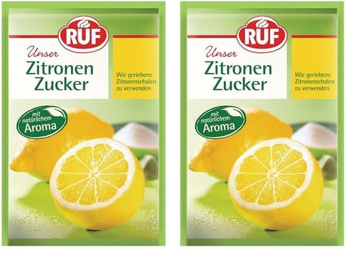 RUF Orangen-Zucker, Aromatisierter Zucker Mit Natürlichem Orangen-Aroma, Wie Geriebene Orangenschalen Zu Verwenden, Glutenfrei, Vegan, 3 X 10G