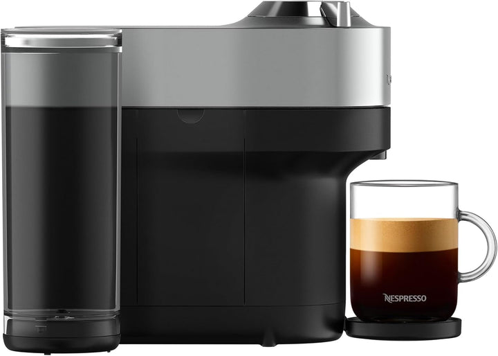 Espressor cu capsule Nespresso Krups Vertuo Pop plus, capacitate rezervor de apă de 1,1 l, design ultracompact cu o înălțime de doar 26,5 cm, sistem cu o singură atingere, 4 dimensiuni de cești, titan, XN930T
