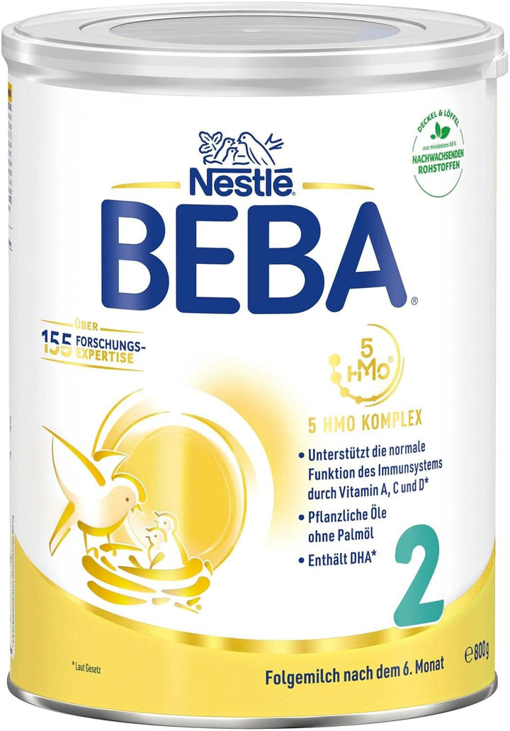 Nestle BEBA 2 Lapte praf de continuare după luna a 6-a, cu complex 5 HMO, numai lactoză, fără ulei de palmier, pachet de 3 (3 X 800G)