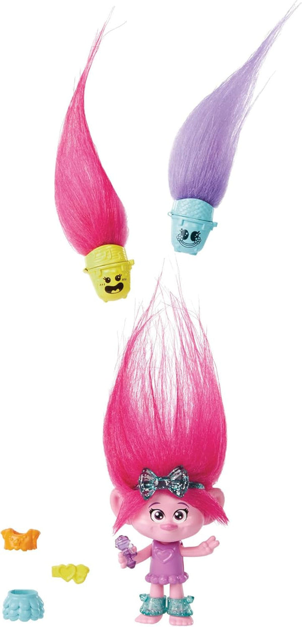 Mattel DREAMWORKS TROLLS Together Strong - Surprize păroase Poppy Queen Poppy, Viva, Branch And Guy Diamond Plush Hair, 2 Surprize păroase, Accesoriu, Pentru copii cu vârsta peste 3 ani, HNF10