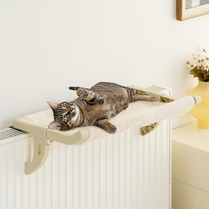 MEWOOFUN Hamac pentru Pisici, Pat pentru Pisici, Pervaz pentru Pisici - 50 x 36 cm, Pat pentru Pisici Încălzit, Hamac cu Pat Moale, Ventuză Detașabilă, Capacitate 18 kg (Gree L - cu Covoraș)