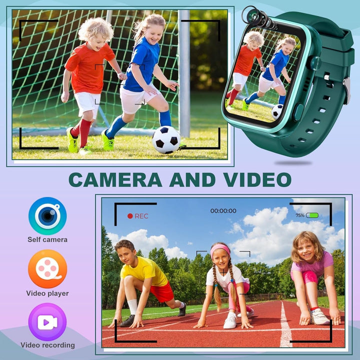 4G smartwatch pentru copii, GPS tracker, mai multe stiluri de desktop pentru a alege de la, apeluri bidirecționale, competență imagine, SOS, Wi-Fi, touchscreen rezistent la apă pentru 4-12 băieți și fete (T45 Green)