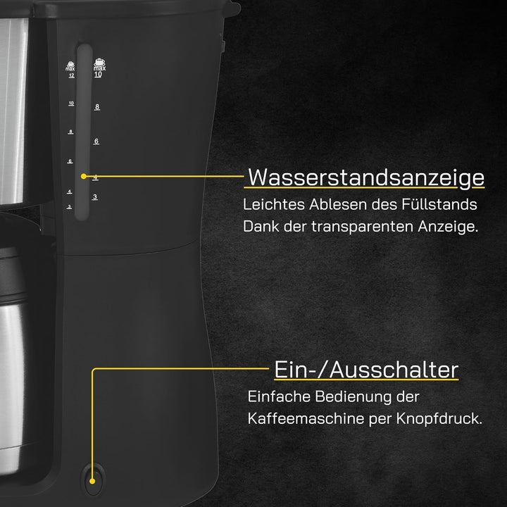 Espressor cu filtru COFFEE 2030 | 12 cești | Termos | Espressor cu filtru 980 wați | Funcție anti-picurare | 1 x 4 filtre