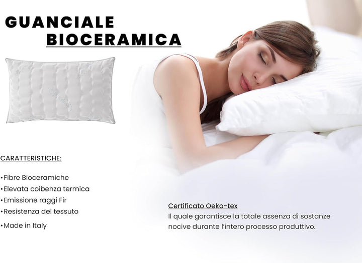 Lenjerie de pat italiană MB Home Italia, pernă, bioceramică, gri deschis, 45 x 75 cm