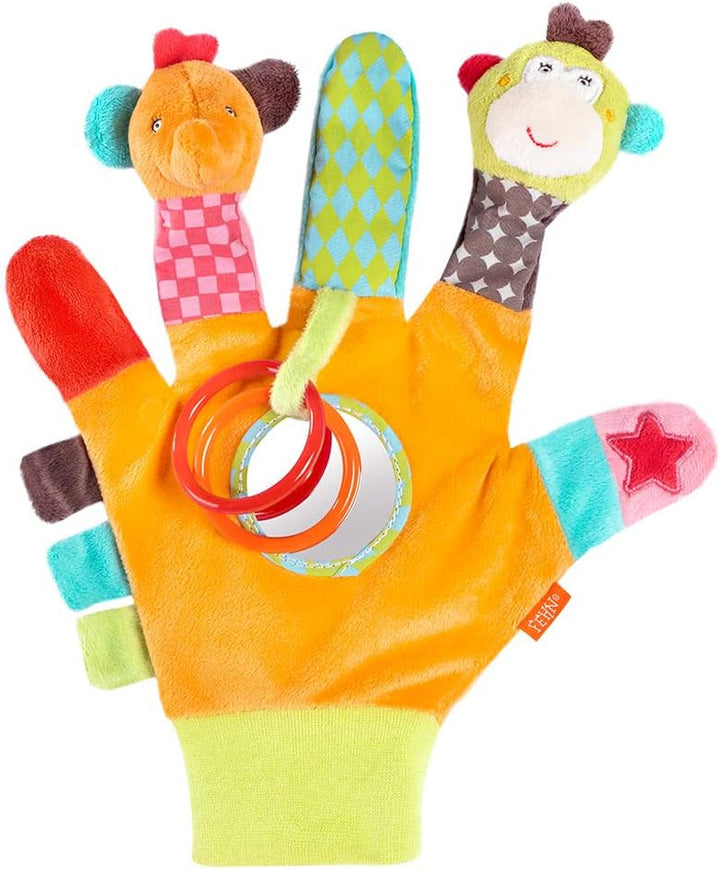 Fehn play glove safari - păpuși pentru degete pentru copii maimuță și elefant & șosete cu clopoței pentru copii unicorn - șosete pentru copii cu funcție de clopoțel și cap de unicorn - stimulează abilitățile motorii și simțurile Jucarii Bebe Naty Shop