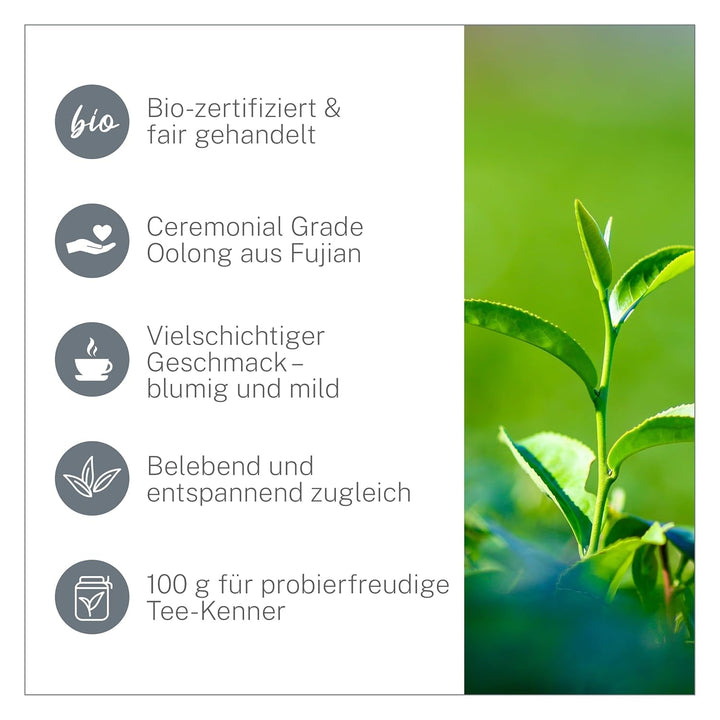 Ceai Oolong Ti Guan Yin Bio 100 g - Ceai Oolong de înaltă calitate, din China, de calitate bio - Wu Long (grad ceremonial) - Pentru iubitorii și cunoscătorii de ceai - Mycupoftea