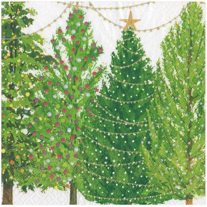 Șervețele de cocktail, pomi de Crăciun cu luminițe, 20 de bucăți per pachet