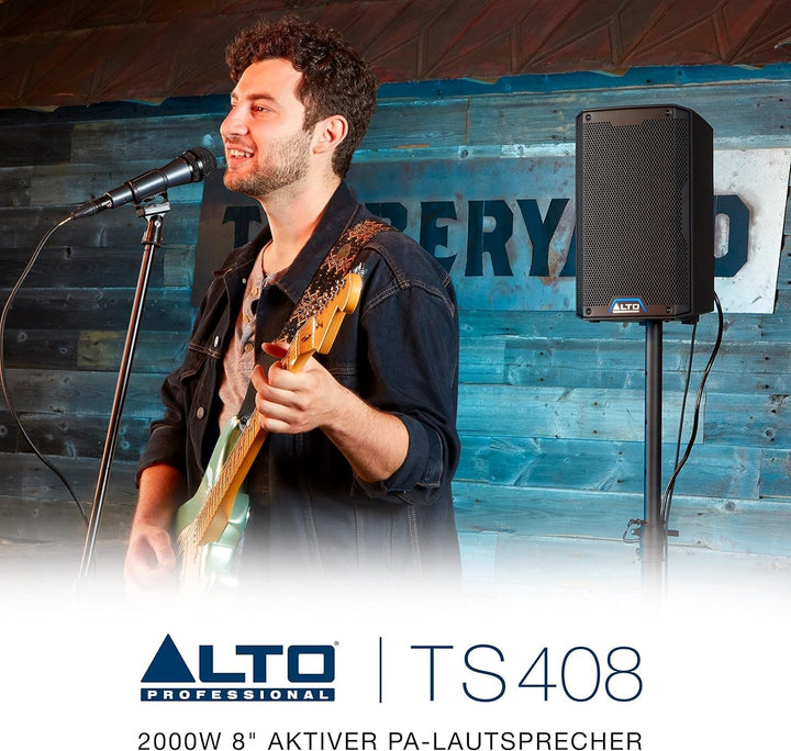 Alto Professional TS408 - 2000W 8 inch Active Pa Speaker cu 3 canale Mixer, Bluetooth Streaming, Wireless Speaker Pairing, DSP și Alto App