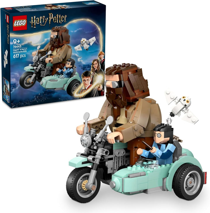 LEGO Harry Potter Hagrid and Harry's Motorbike Tour, jucărie cu motocicletă mobilă cu Sidecar & Hedwig Minifigure, cadou de ziua de naștere pentru fanii lumii vrăjitorilor, băieți și fete cu vârsta de 9+ 76443