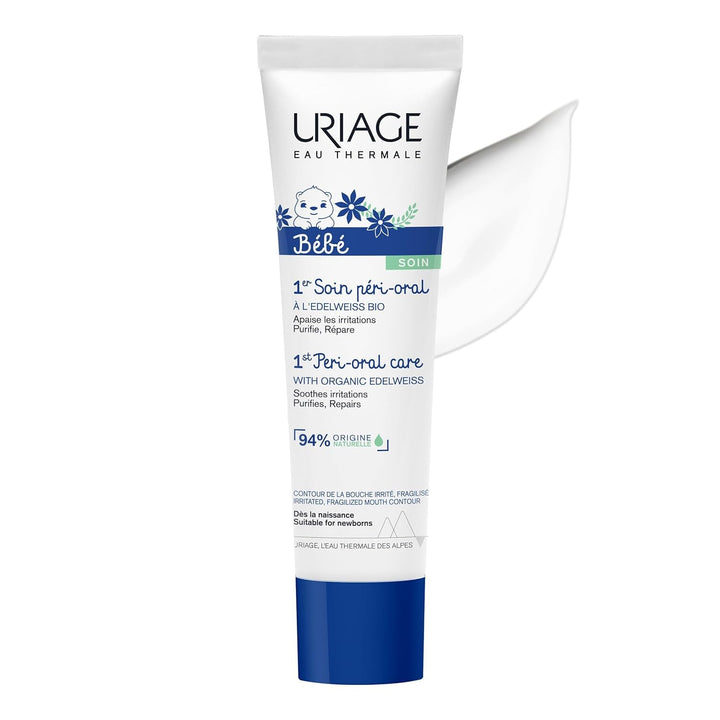 Uriage Baby Peri-Oral Care with organic precious white & copper-zinc 30ml - Calmează imediat iritațiile - Repară și curăță pielea - Se absoarbe rapid - Fără parfum - 94% ingrediente de origine naturală