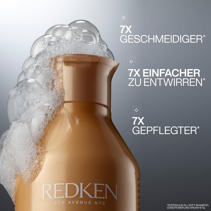 Redken | Haarshampoo Für Trockenes Und Brüchiges Haar, Belebt Und Hydratisiert, Mit Omega-6 Und Argan-Öl, All Soft Shampoo