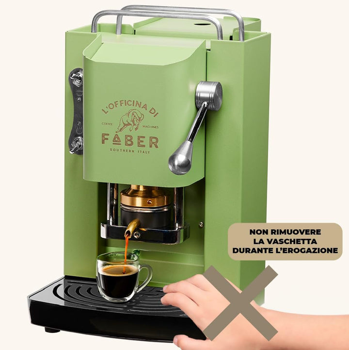 Model Pro Deluxe | Espressor cu capsule Ese de 44 mm | Finisaj cromat | Presă de cafea cu tampon din alamă (verde acid), verde anason
