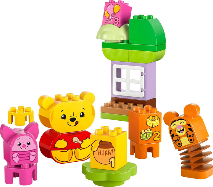 LEGO DUPLO - Disney Winnie the Pooh's Birthday Party - jucărie educativă pentru preșcolari - set cu 3 minifigurine, inclusiv Winnie the Pooh, Tigger și Piglet - idee de cadou pentru băieți și fete de la 1,5 ani 10457