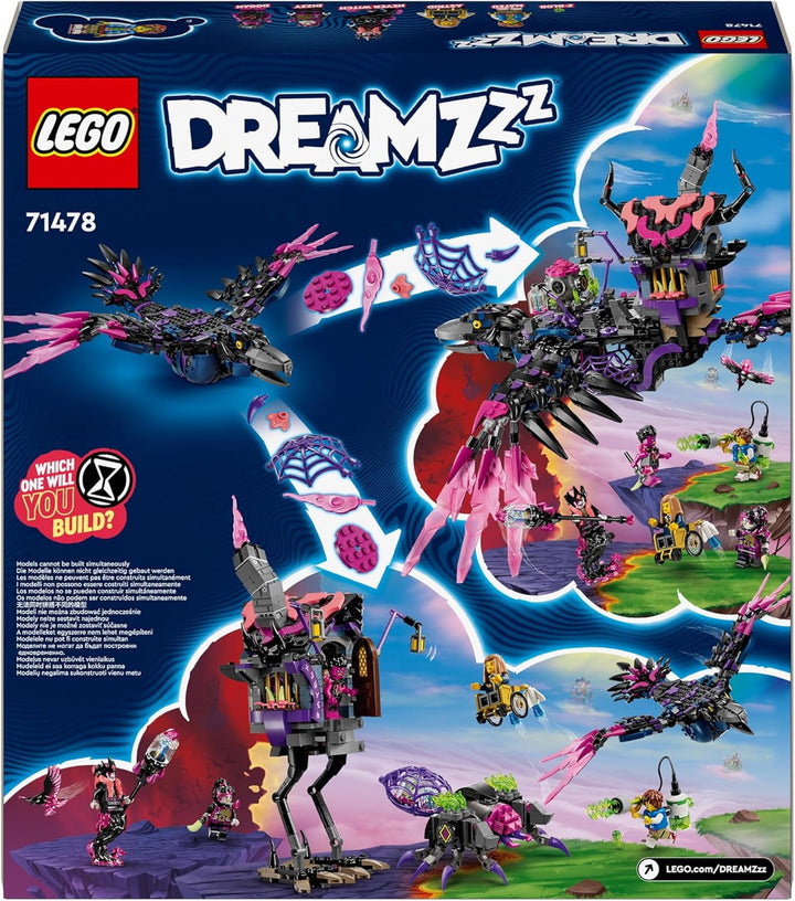 LEGO Dreamzzz 3-In-1 The Midnight Raven Of The Never Witch, Playset pentru băieți și fete de la 9 ani, cu figurine de animale, colibă fantastică pentru a o transforma într-o casă, un păianjen sau o pasăre 71478