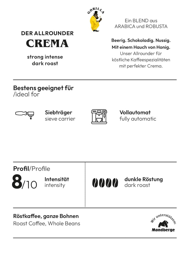 Joerges  Super Bar Crema Kaffeebohnen 1 Kg Vollmundiger Geschmack, Intensives Aroma in Jeder Tasse