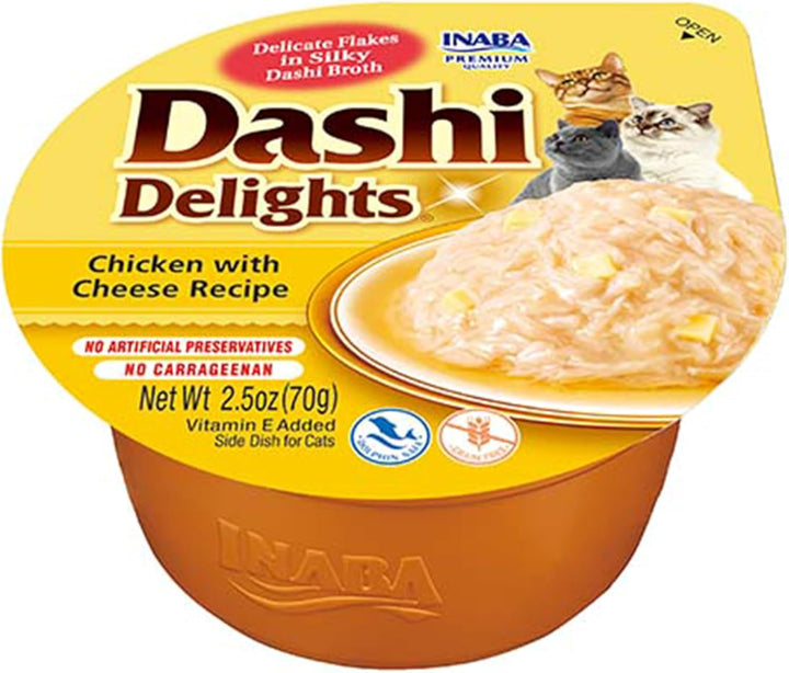 INABA Dashi Delights Hrană umedă pentru pisici 100% pui natural | Fără cereale, fără zahăr, fără arome artificiale, 86% umiditate | Tratamente premium pentru pisici în bulion 70 G (pachet de 6)