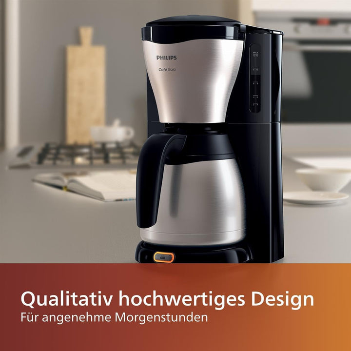 Filtru de cafea Philips - Termos de 1,2 litri, Până la 15 cești, Oțel inoxidabil, (HD7546/20), 1000Watts, 25,5 X 22,1 X 37,01 Cm, Argintiu/Negru
