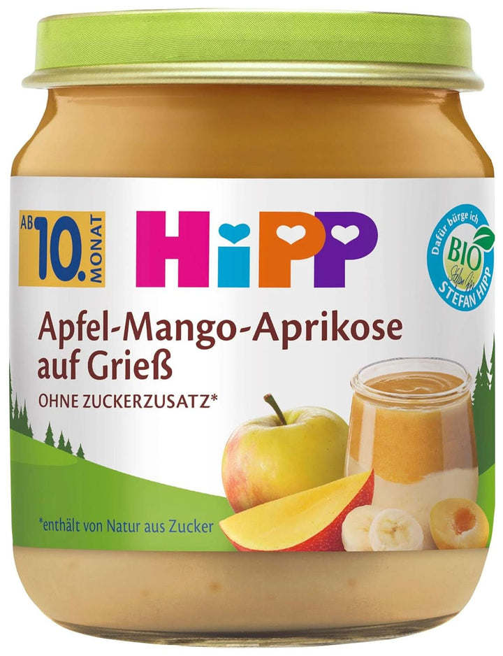 Hipp Desert organic mere-căpșuni-coacăze pe semolă, 6 X 200 grame