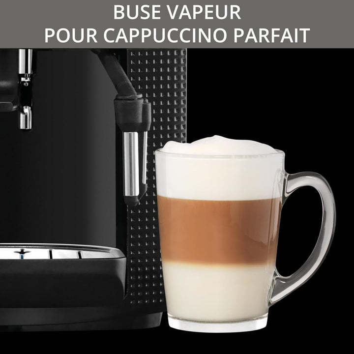 Mașină automată de espresso Krups YY8125FD Măcinător de cafea Beans cu presiune manuală (15 bar, duză de abur) Negru