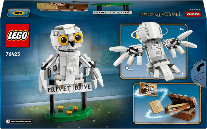 LEGO Harry Potter Hedwig în Privet Drive 4 Set cu bufniță de jucărie pentru copii, figură animal construibilă cu valiza Hogwarts, cadou mic pentru băieți, fete și toți fanii de la 7 ani 76425