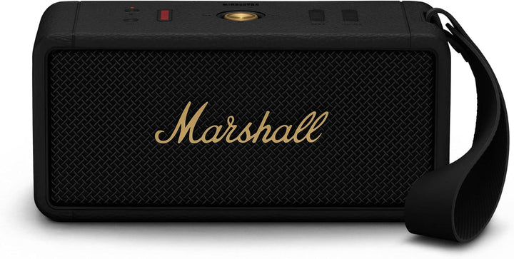 Marshall Middleton Difuzor Bluetooth portabil fără fir, peste 20 de ore de redare portabilă, rezistent la apă IP67 - negru și alamă