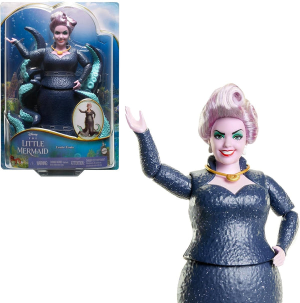 Mattel DISNEY Ariel, Sirena - Ursula cu tentacule, colier detașabil și coafură lavanda pentru o distracție nesfârșită la coafură, potrivită pentru copii de la 3 ani în sus, HLX12
