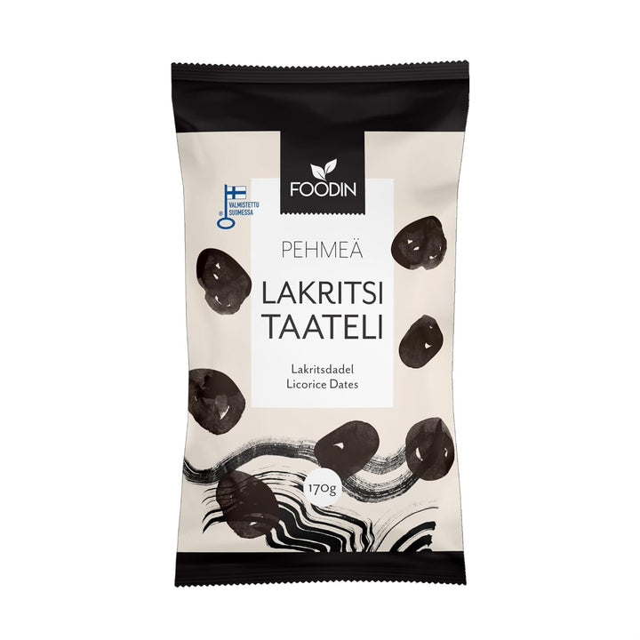 Foodin date Tratamente vegane, fără gluten, moi, dulci și sănătoase Fructe uscate cu pudră de lemn dulce pentru gustări, coacere și multe altele - Fabricat în Vaajakoski (3x170g) Produse deshidratate Naty Shop