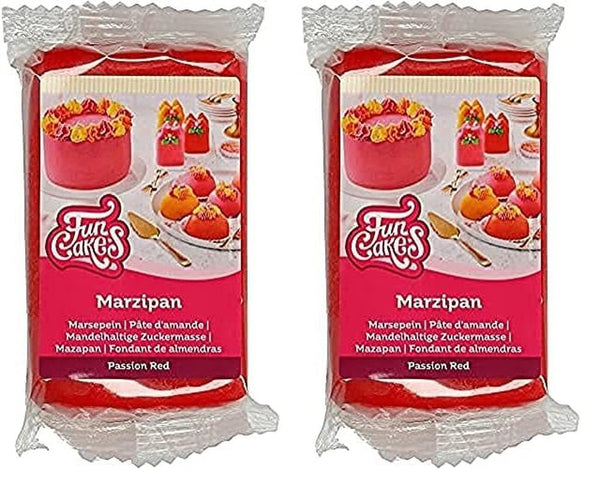FunCakes pastă de zahăr pe bază de migdale (marțipan olandez) Passion Red: ușor de utilizat și netedă, perfectă pentru decorarea prăjiturilor, halal, kosher și fără gluten. 250 g. (pachet de 2) Pasta de zahar Naty Shop 250 G (pachet de 2)