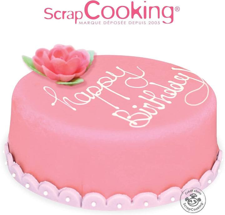 ScrapCooking - Roll fondant roz â'¬ 36 cm - Fondant negru rulat 430 g - Cake topper decorare topper fondant pentru prăjituri, coacere, aniversări, petreceri - Roz - 7264 Pasta de zahar Naty Shop