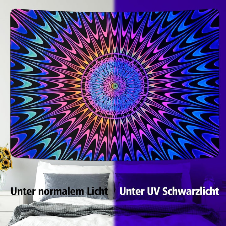 Tapiserie alishomtll mandala colorata lumina neagra arta Casa - Accesorii si Decoratiuni Naty Shop