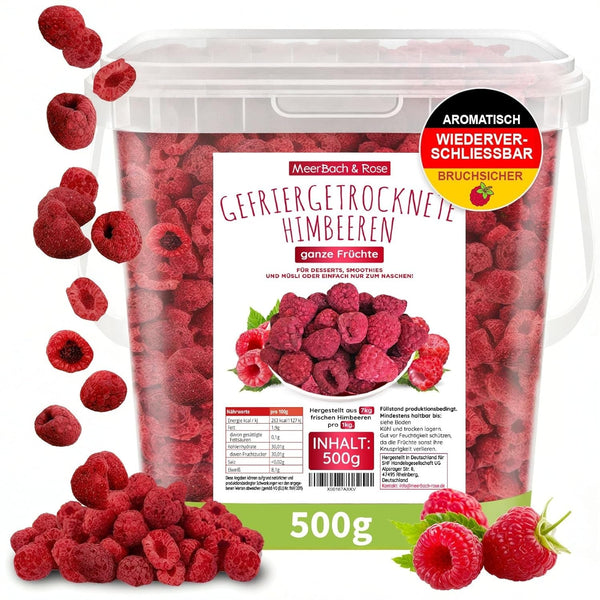 Zmeură liofilizată, FĂRĂ produse chinezești, 500g fructe întregi liofilizate, fără aditivi, fructate, fabricate în Germania Produse deshidratate Naty Shop 500 G (1 pachet)